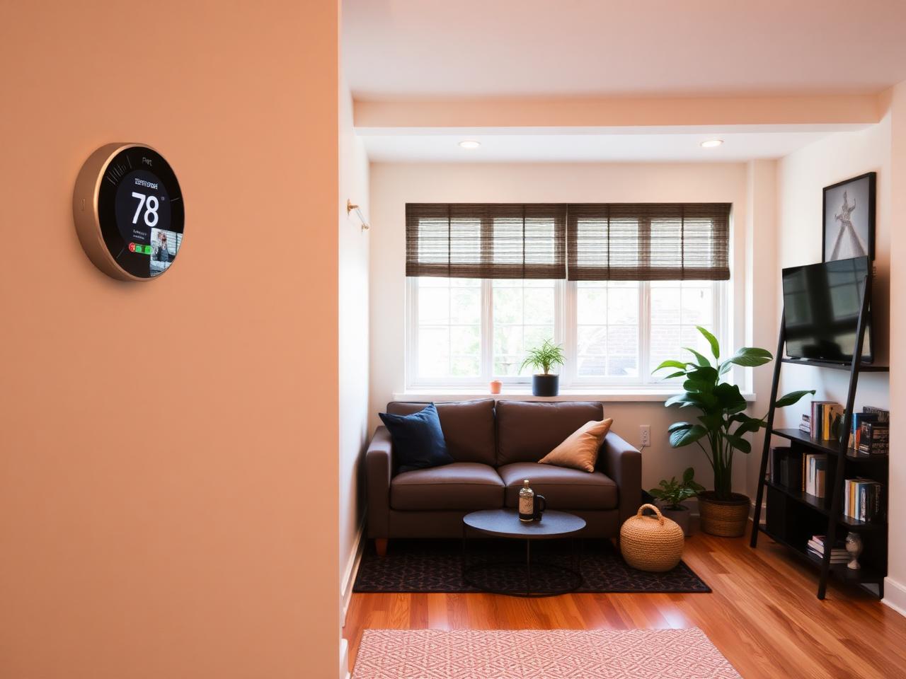 Modern DC rowhome interior with a smart thermostat